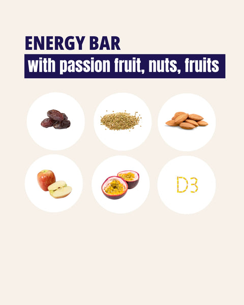 Backup energy bar with passion fruit and vitamin D3