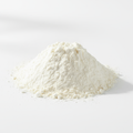 make close photo with flour on clean white background, minimalistic without any accessories 
