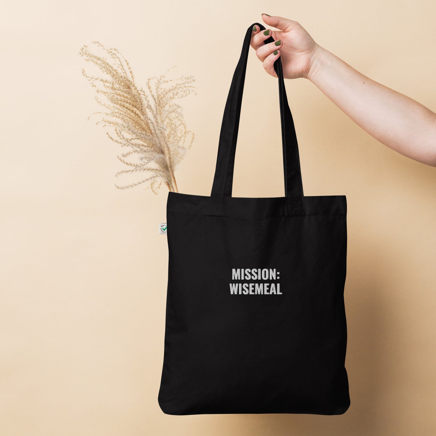 Organic fashion tote bag "Mission: WISEMEAL"