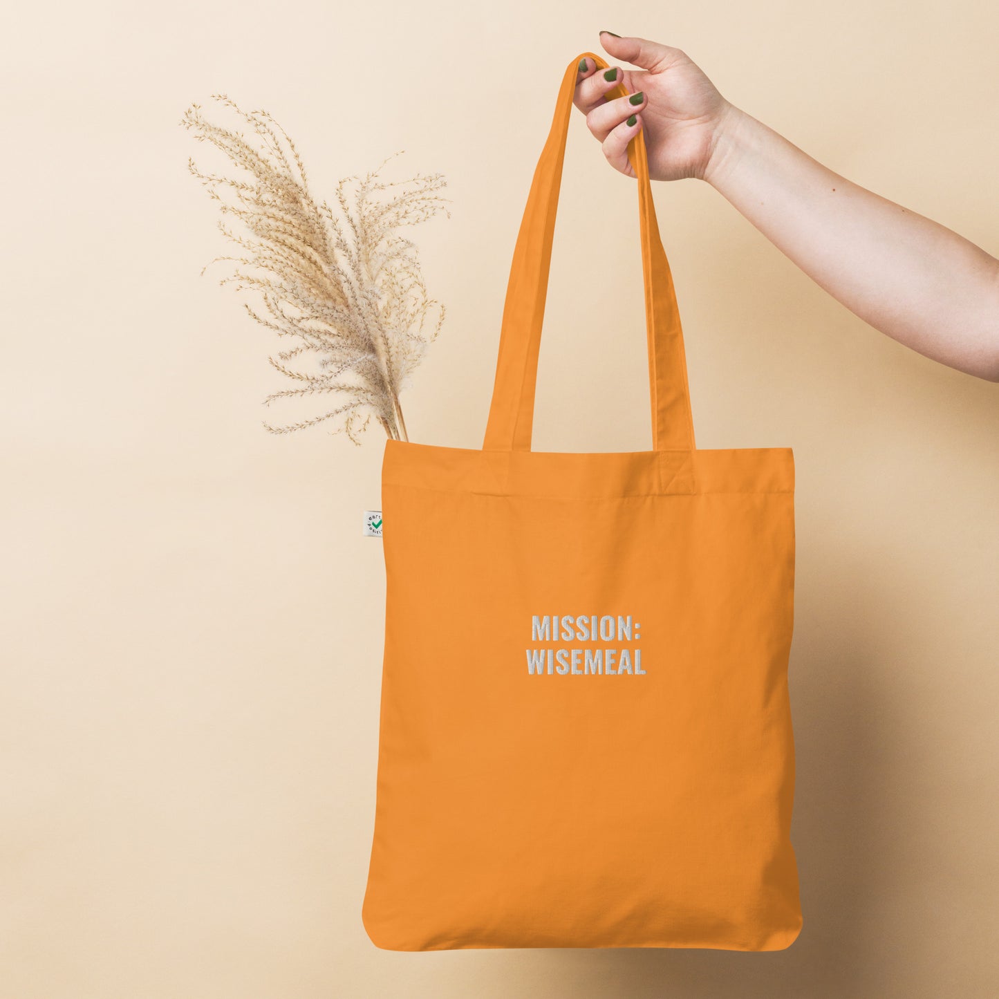 Organic fashion tote bag "Mission: WISEMEAL"