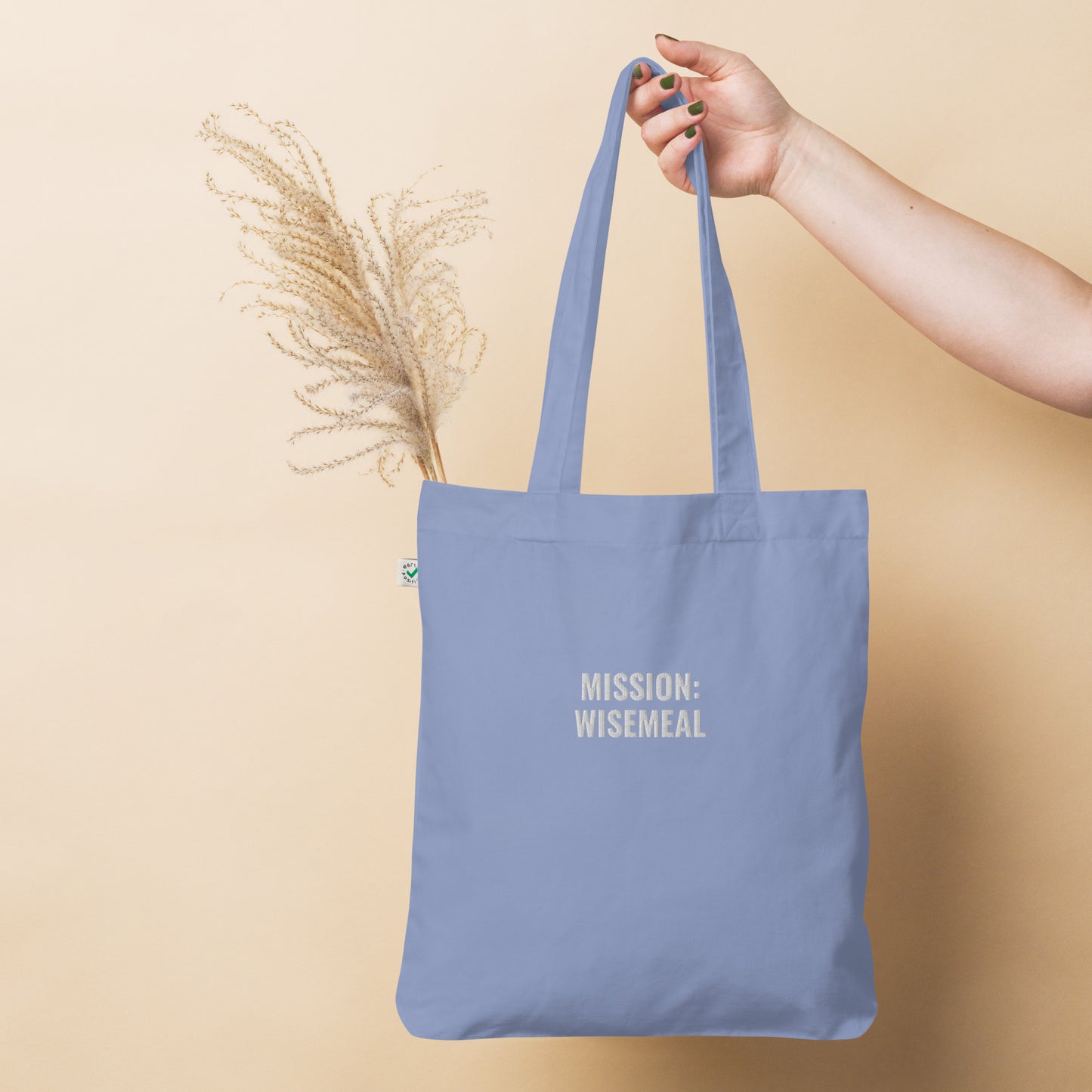 Organic fashion tote bag "Mission: WISEMEAL"