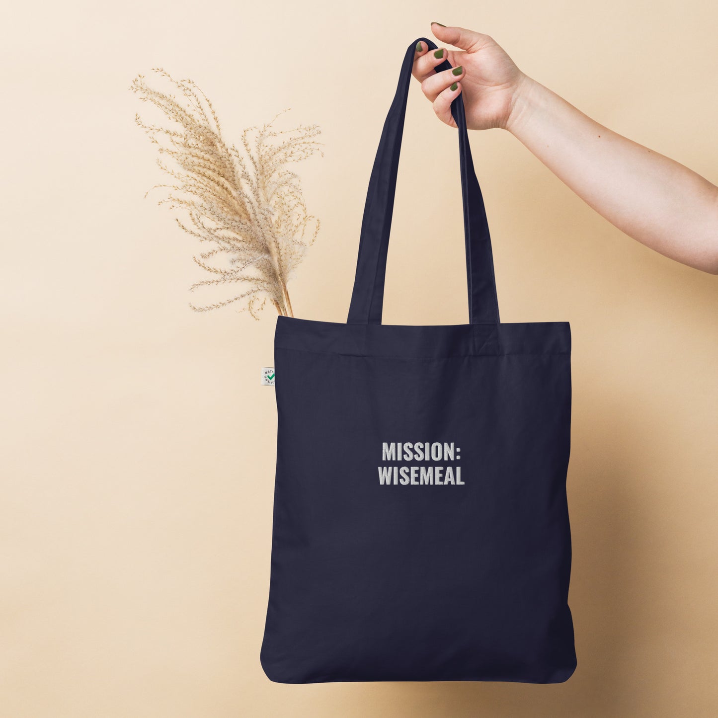 Organic fashion tote bag "Mission: WISEMEAL"