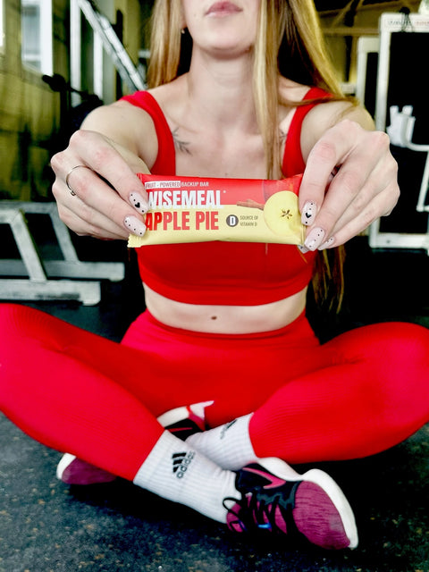 Backup bar with apple, nuts and vitamin D3