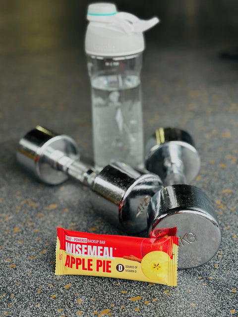 Backup bar with apple, nuts and vitamin D3