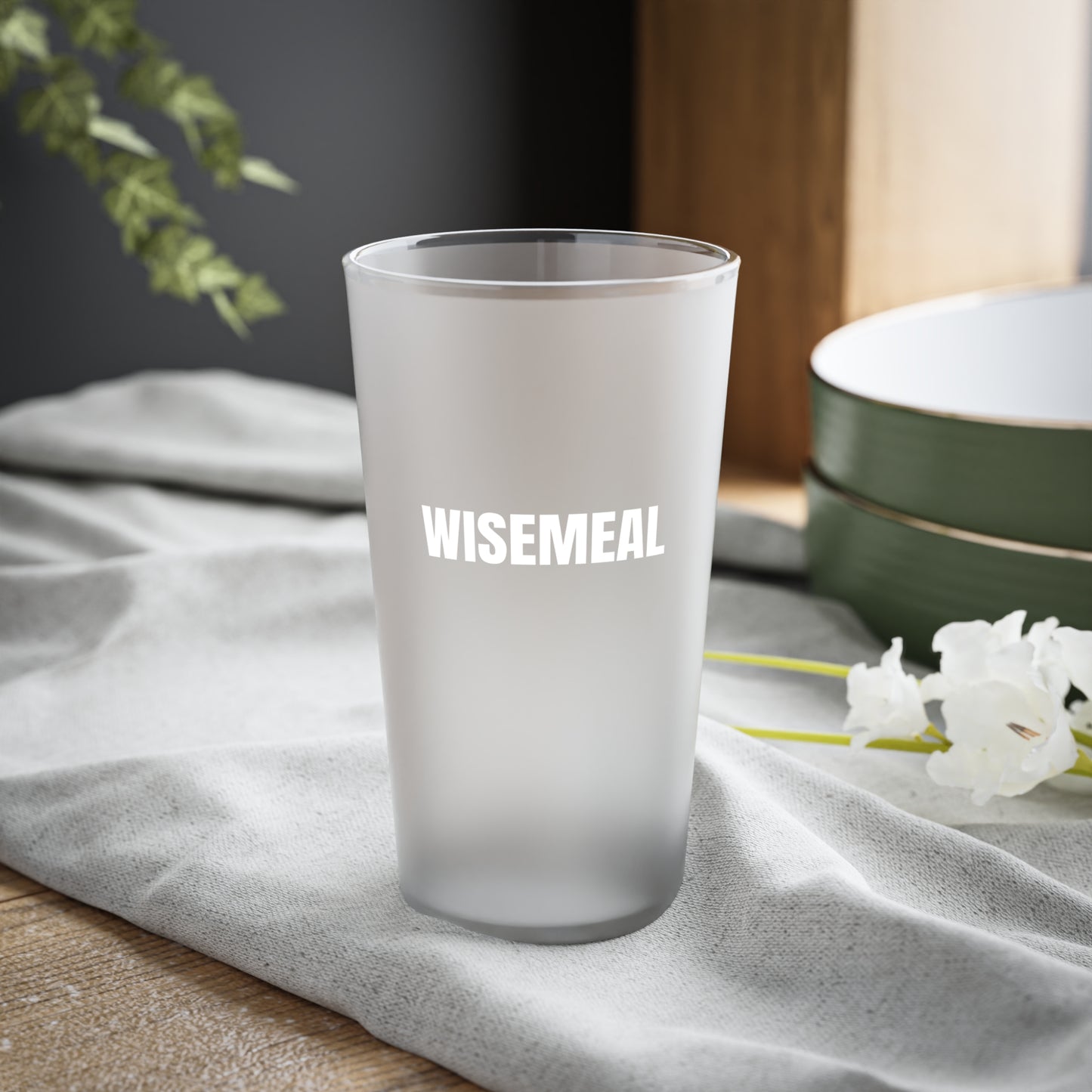 WISEMEAL Frosted Pint Glass, 16oz